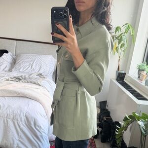 Sandro Light Green Belted Utility Jacket